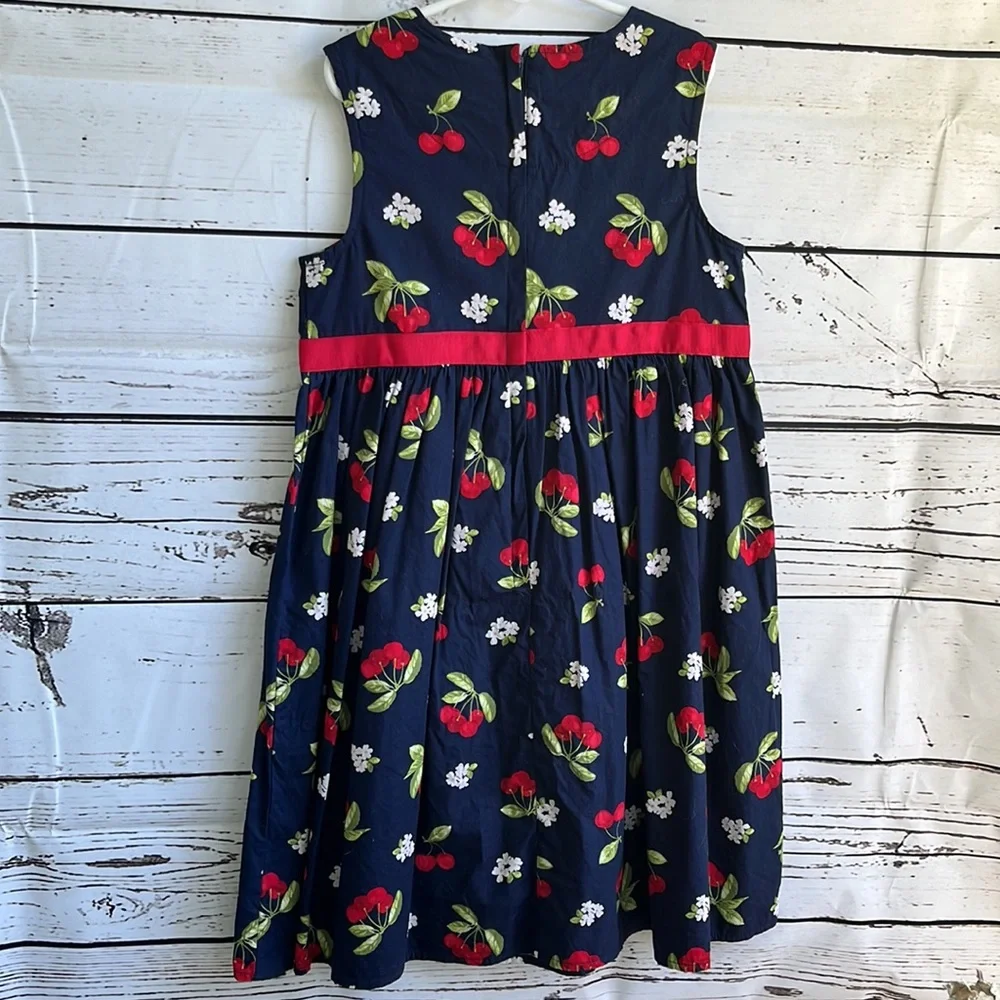 Gymboree navy dress with cherries size 10 cotton